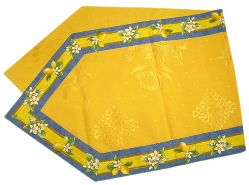 French Jacquard Table runner - vis a vis (lemons. blue) - Click Image to Close